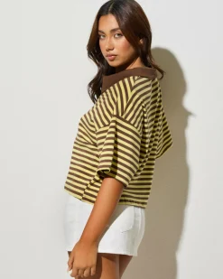 Tops*Mint Vanilla Scout Stripe Shirt Yellow Stripe