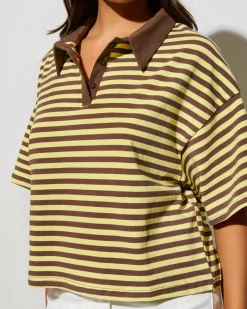 Tops*Mint Vanilla Scout Stripe Shirt Yellow Stripe