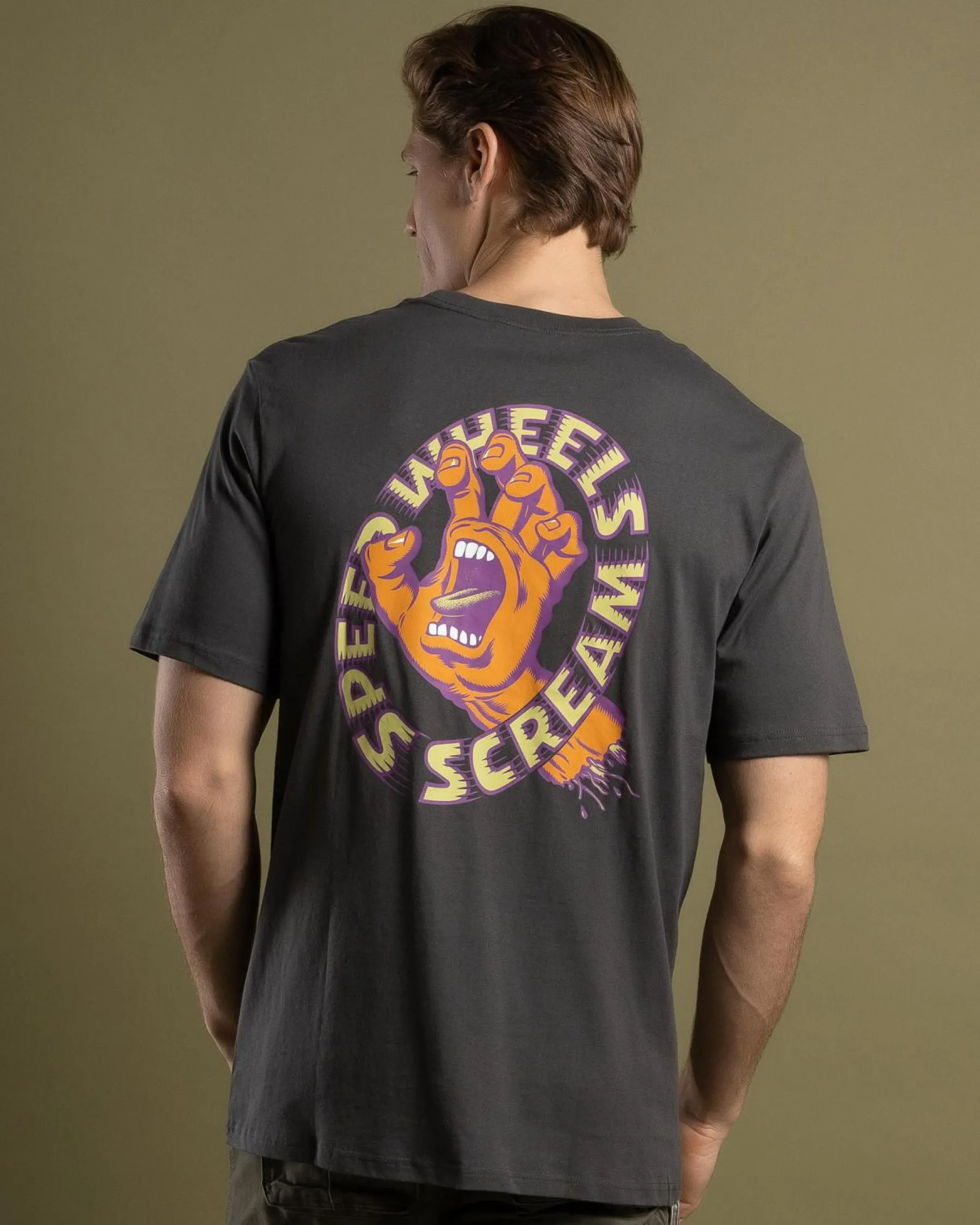 Tops & T-Shirts*Santa Cruz Screaming Hand Scream Strip Front T-Shirt Washed Black