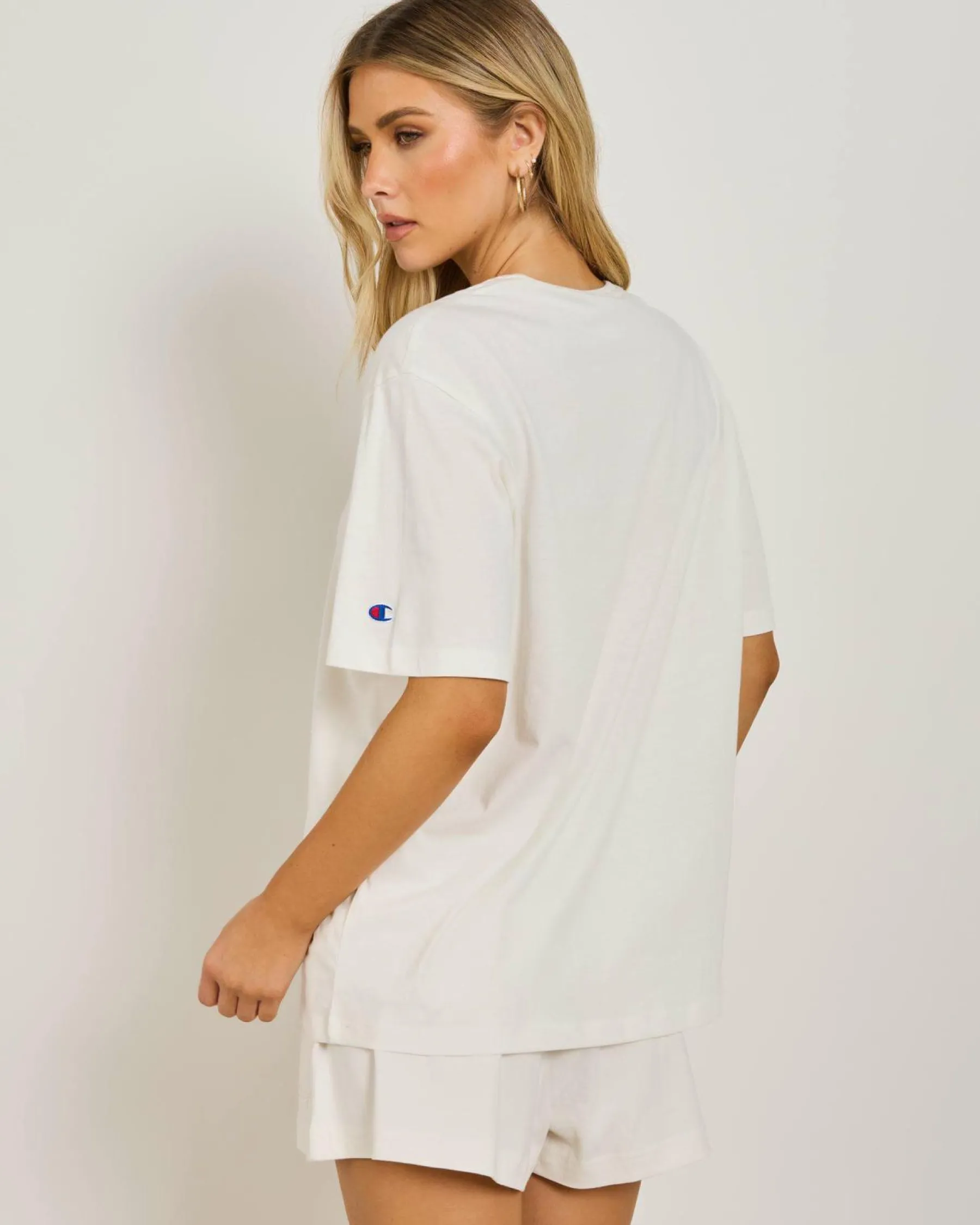 Sets|Tops*Champion Script Oversized T-Shirt Pearl