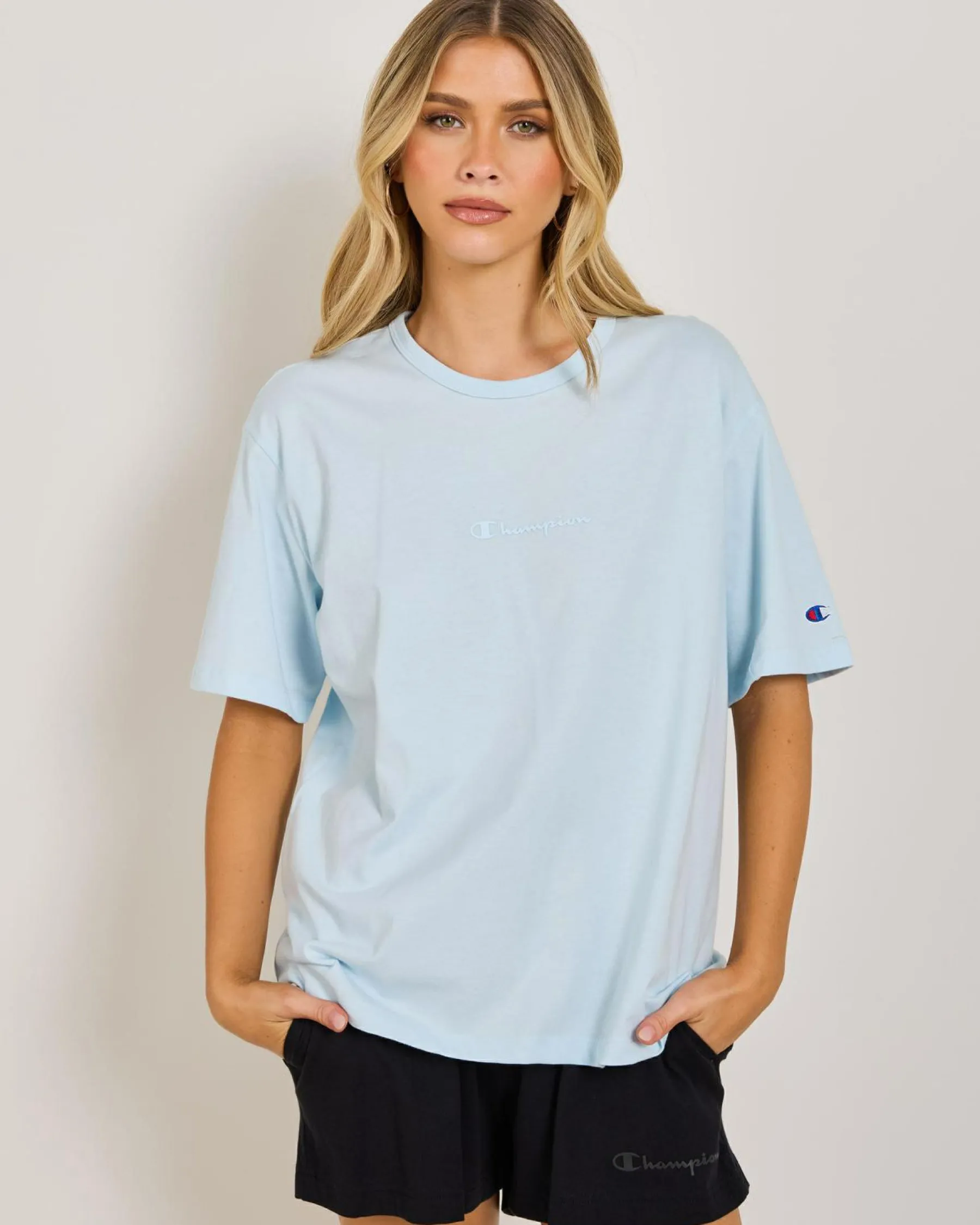 Sets|Tops*Champion Script Oversized T-Shirt Spring Sky Blue