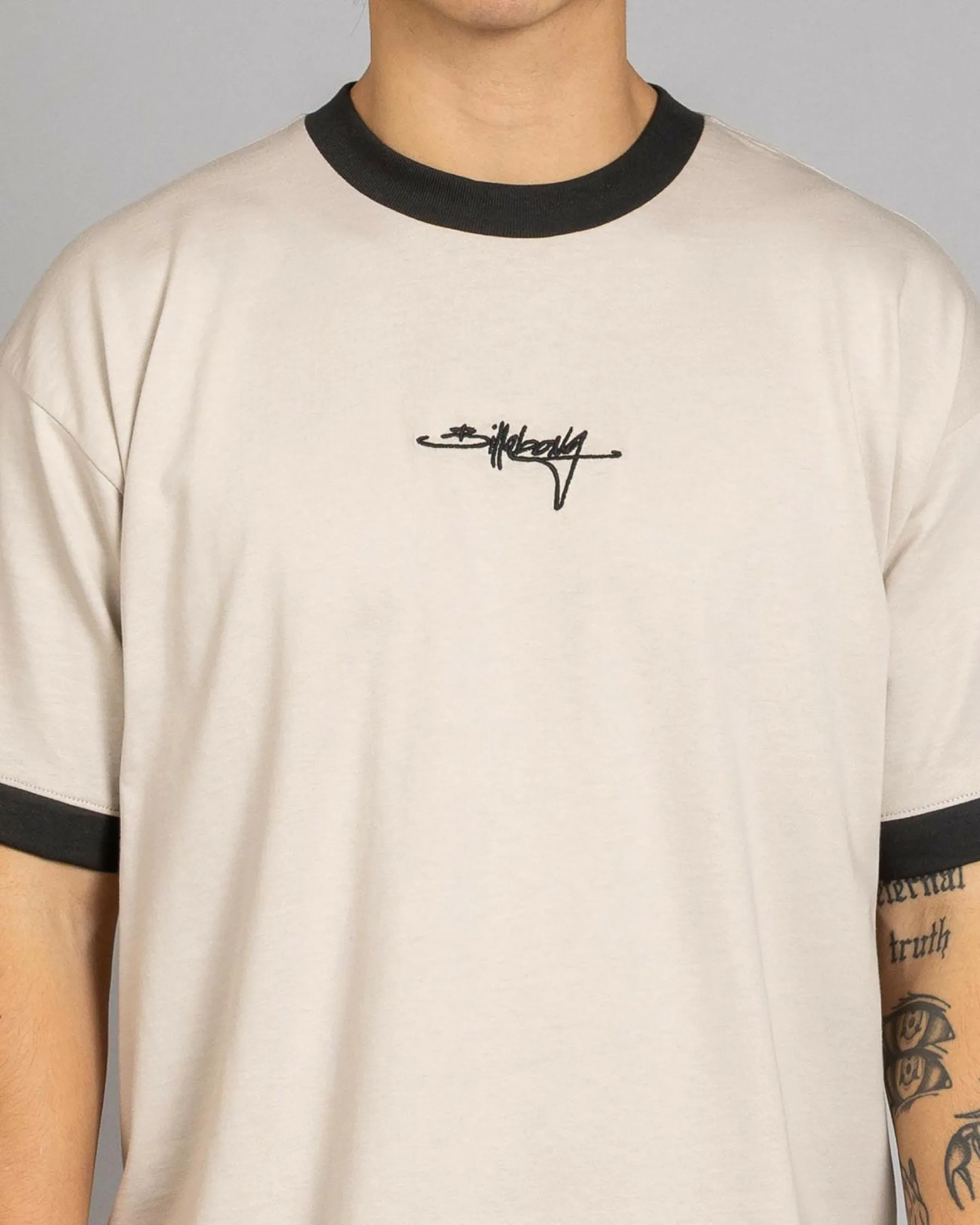 Tops & T-Shirts*Billabong Script Ringer T-Shirt Stone