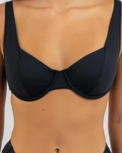 Bikinis*Roxy SD Beach Classic Underwire D Cup Bikini Top Anthracite