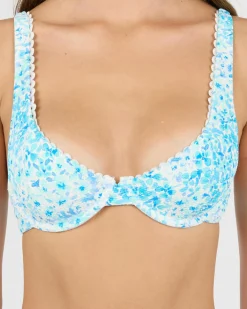 Bikinis*Rhythm Serenity Floral Panelled Underwire Bikini Top Blue