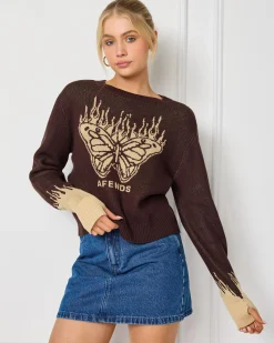 Knitwear|Jumpers & Hoodies*Afends Set Fire Recycled Knit Sweater Coffee