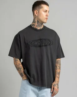 Tops & T-Shirts*Thrills Shadowless Embro Oversize Box Fit T-Shirt Pirate Black