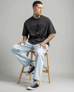 Tops & T-Shirts*Thrills Shadowless Embro Oversize Box Fit T-Shirt Pirate Black