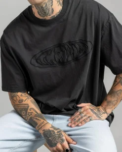 Tops & T-Shirts*Thrills Shadowless Embro Oversize Box Fit T-Shirt Pirate Black