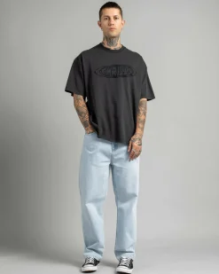 Tops & T-Shirts*Thrills Shadowless Embro Oversize Box Fit T-Shirt Pirate Black
