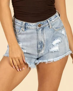 Denim|Bottoms*DESU Shannah Denim Shorts Light Mid