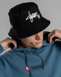 Headwear*S-Double Shawn Script Bucket Hat Black