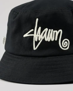 Headwear*S-Double Shawn Script Bucket Hat Black