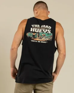 Tops & T-Shirts*The Mad Hueys She'll Be Right Singlet Washed Black