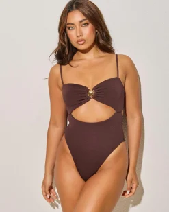 One Pieces*Kaiami Shell One Piece Swimsuit Espresso