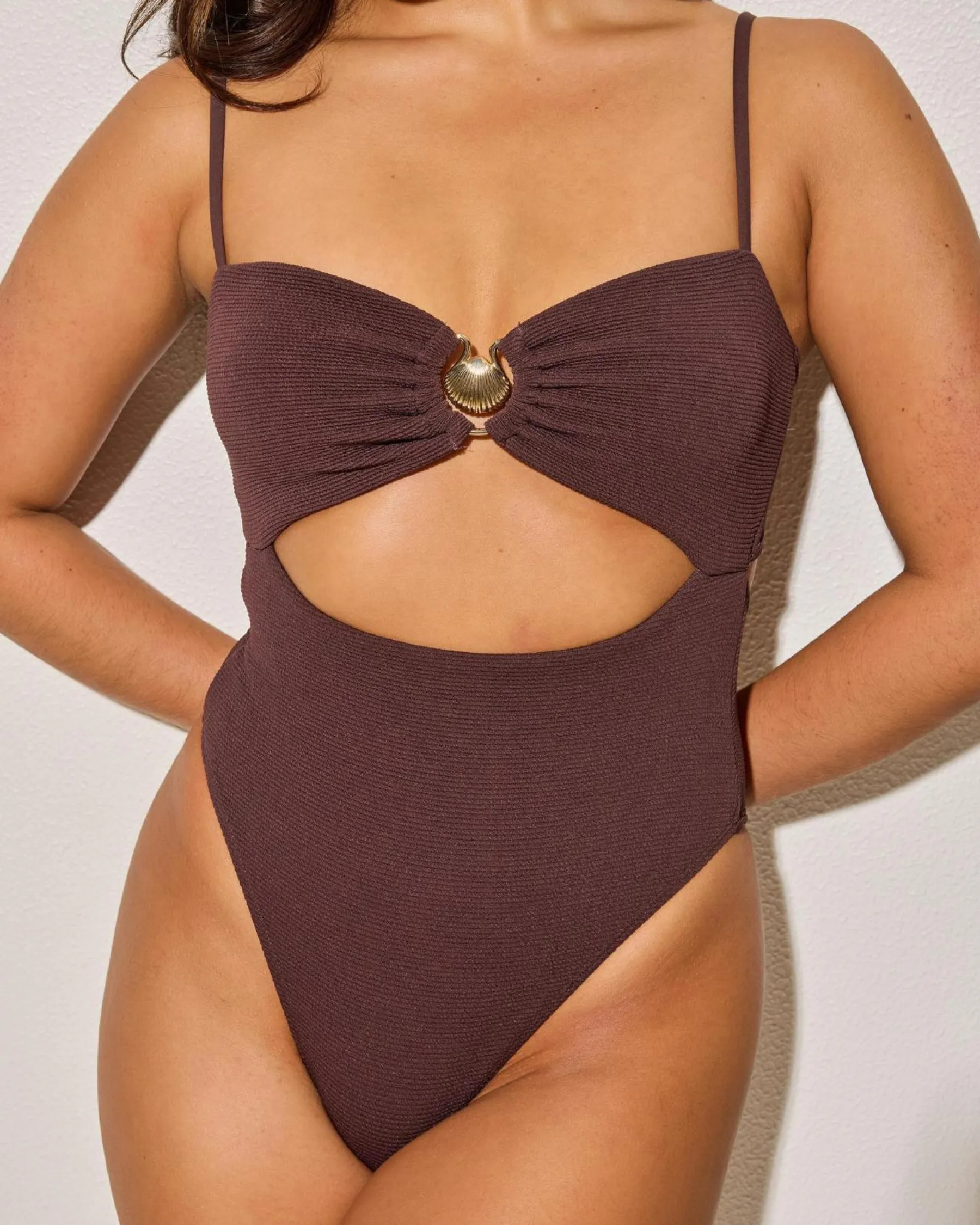One Pieces*Kaiami Shell One Piece Swimsuit Espresso