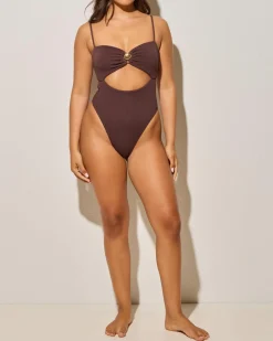 One Pieces*Kaiami Shell One Piece Swimsuit Espresso
