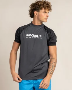 Rashies*Rip Curl Shock Short Sleeve Rash Vest Black Marle