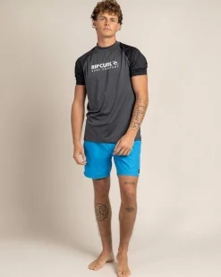 Rashies*Rip Curl Shock Short Sleeve Rash Vest Black Marle