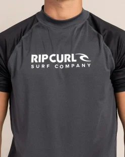 Rashies*Rip Curl Shock Short Sleeve Rash Vest Black Marle