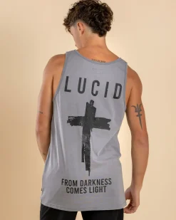 Tops & T-Shirts*Lucid Shrine Singlet Lt Grey Acid
