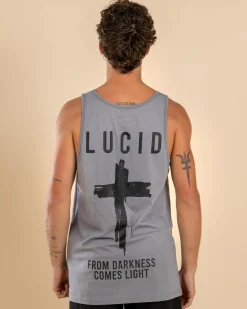 Tops & T-Shirts*Lucid Shrine Singlet Lt Grey Acid