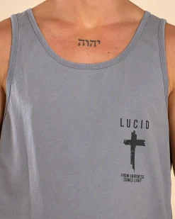 Tops & T-Shirts*Lucid Shrine Singlet Lt Grey Acid