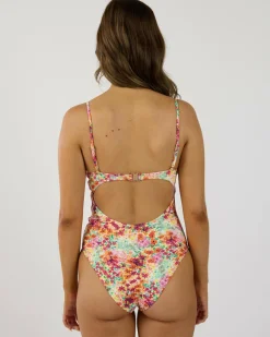 One Pieces*Rhythm Sierra Floral Tie Front One Piece Swimsuit Orange