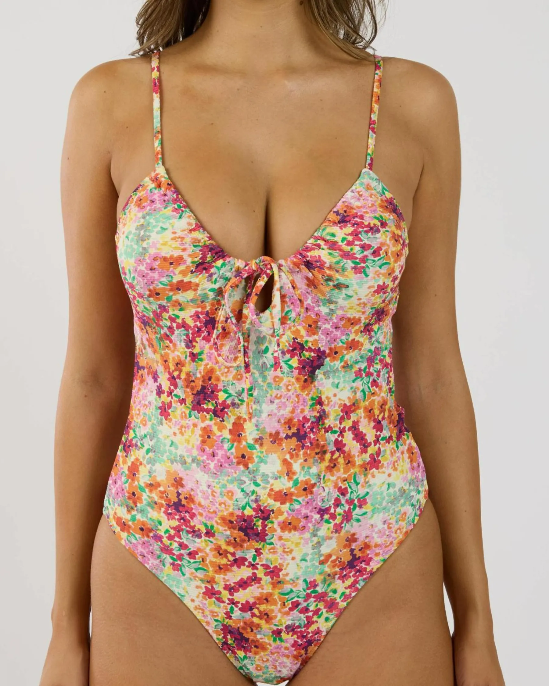 One Pieces*Rhythm Sierra Floral Tie Front One Piece Swimsuit Orange