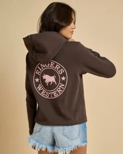 Jumpers & Hoodies*Ringers Western Signature Bull Hoodie Charcoal & Rosey