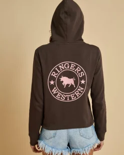 Jumpers & Hoodies*Ringers Western Signature Bull Hoodie Charcoal & Rosey