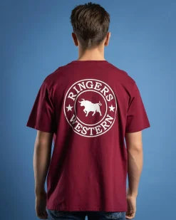 Tops & T-Shirts*Ringers Western Signature Bull Relaxed T-Shirt Burgundy/white