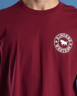 Tops & T-Shirts*Ringers Western Signature Bull Relaxed T-Shirt Burgundy/white