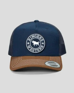 Headwear*Ringers Western Signature Bull Trucker Cap Navy/chocolate
