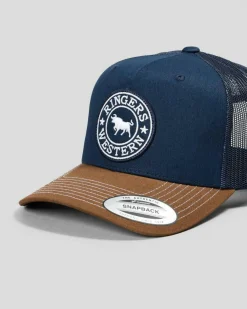 Headwear*Ringers Western Signature Bull Trucker Cap Navy/chocolate