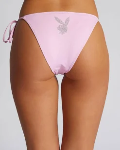 Bikinis*Playboy Single Bunny Diamonte Tie Side Bikini Bottom Pink