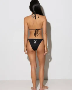 Bikinis*Playboy Single Bunny Diamonte Tie Side Bikini Bottom Black