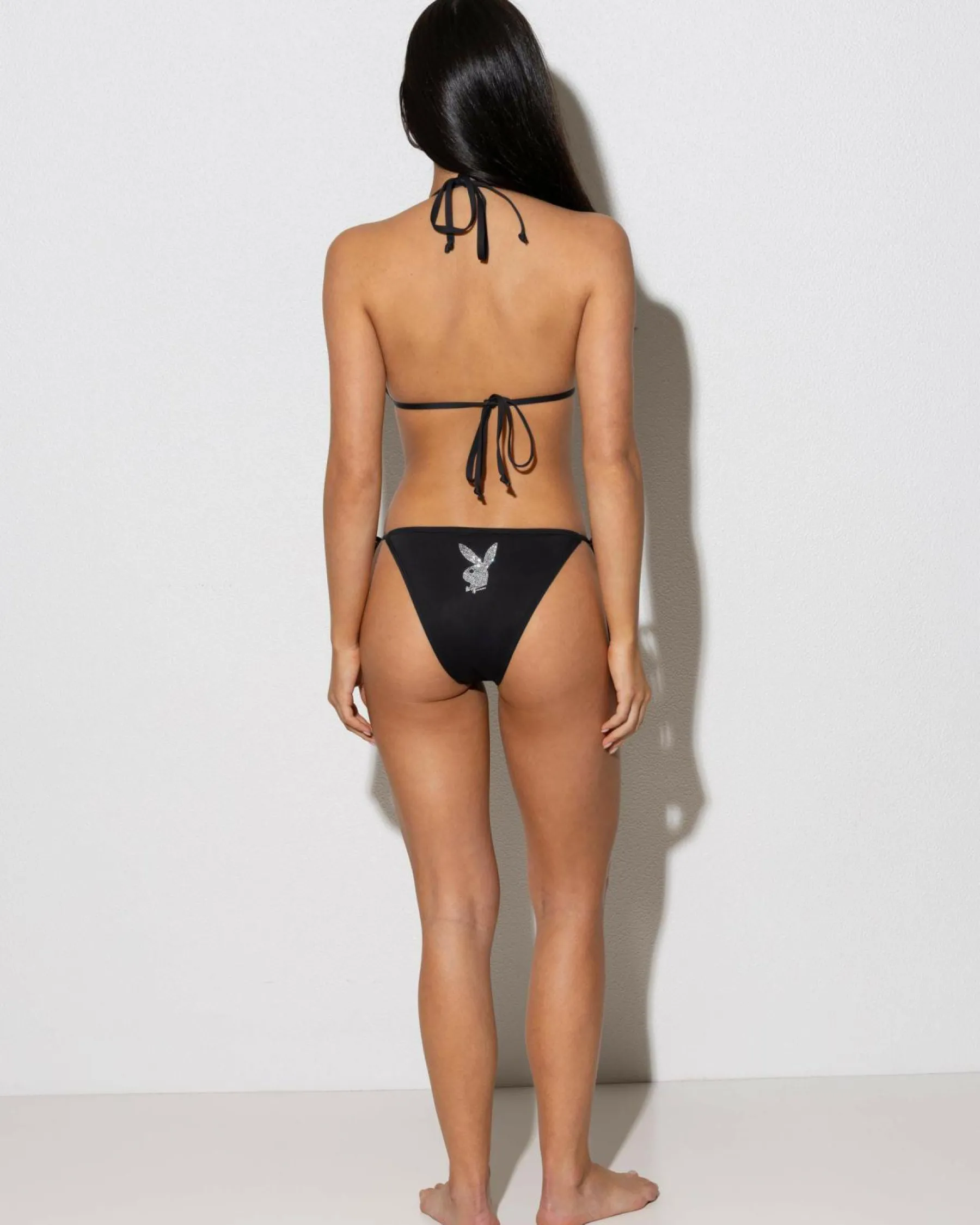 Bikinis*Playboy Single Bunny Diamonte Tie Side Bikini Bottom Black