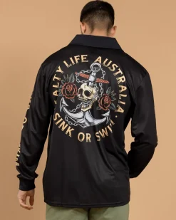 Tops & T-Shirts*Salty Life Sink or Swim Fishing Shirt Charcoal