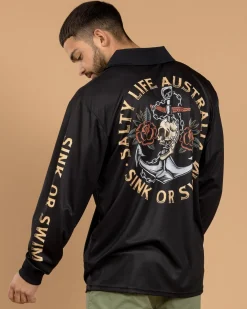 Tops & T-Shirts*Salty Life Sink or Swim Fishing Shirt Charcoal