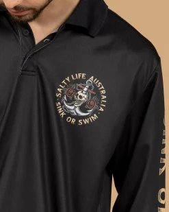 Tops & T-Shirts*Salty Life Sink or Swim Fishing Shirt Charcoal