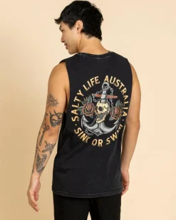 Tops & T-Shirts*Salty Life Sink Or Swim Muscle Tank Black Acid