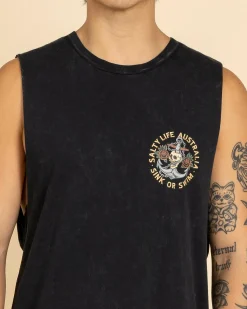 Tops & T-Shirts*Salty Life Sink Or Swim Muscle Tank Black Acid