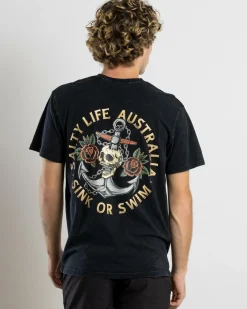 Tops & T-Shirts*Salty Life Sink or Swim T-Shirt Navy Acid