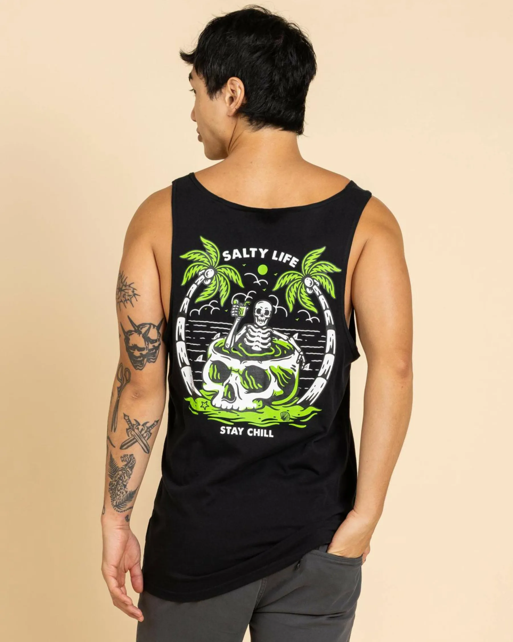Tops & T-Shirts*Salty Life Sip and Relax Singlet Black