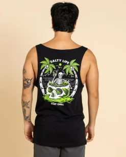 Tops & T-Shirts*Salty Life Sip and Relax Singlet Black