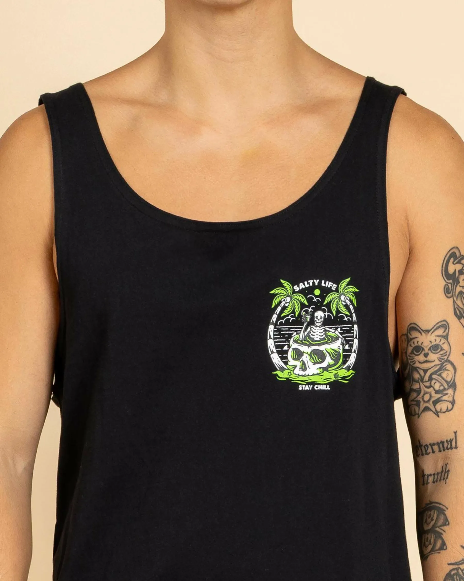 Tops & T-Shirts*Salty Life Sip and Relax Singlet Black
