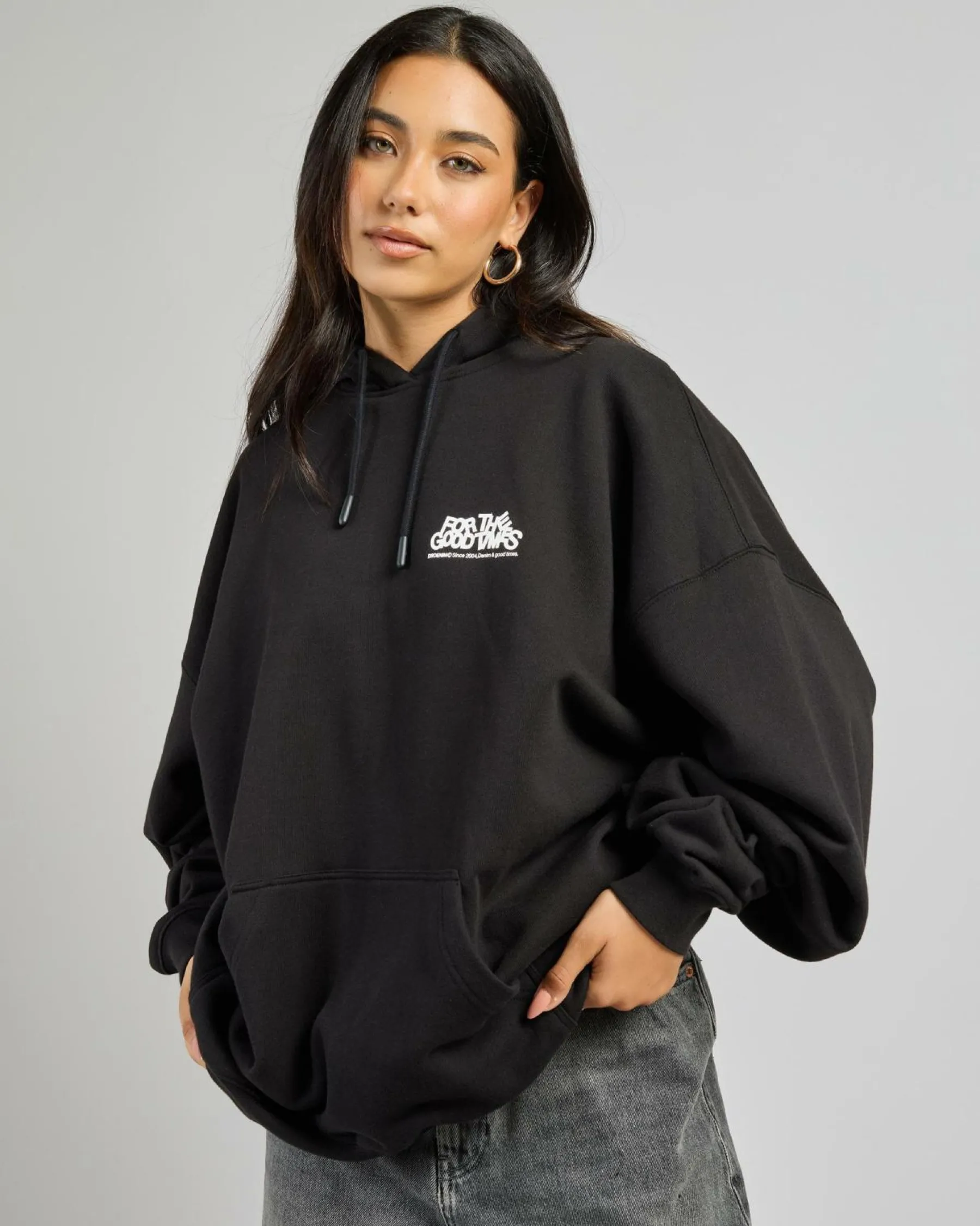 Jumpers & Hoodies*Dr Denim Siri Hoodie Black Flower Times