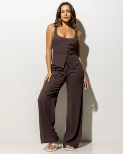 Sets|Linen Blend*Ava And Ever Skye Vanessa Vest Espresso