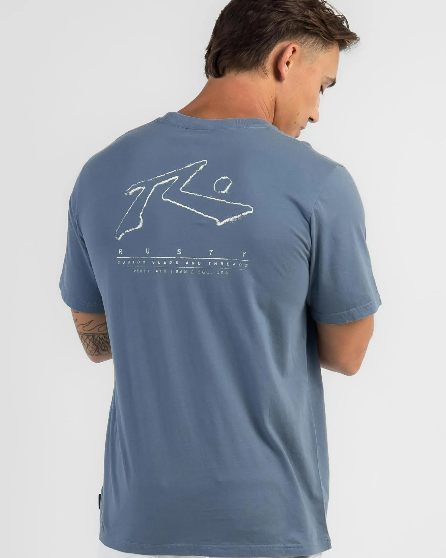 Tops & T-Shirts*Rusty Sleds And Threads T-Shirt China Blue