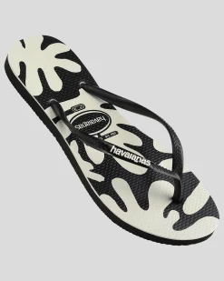 Flip Flops*Havaianas Slim Coral Thongs Black